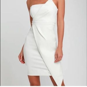 White strapless formal dress